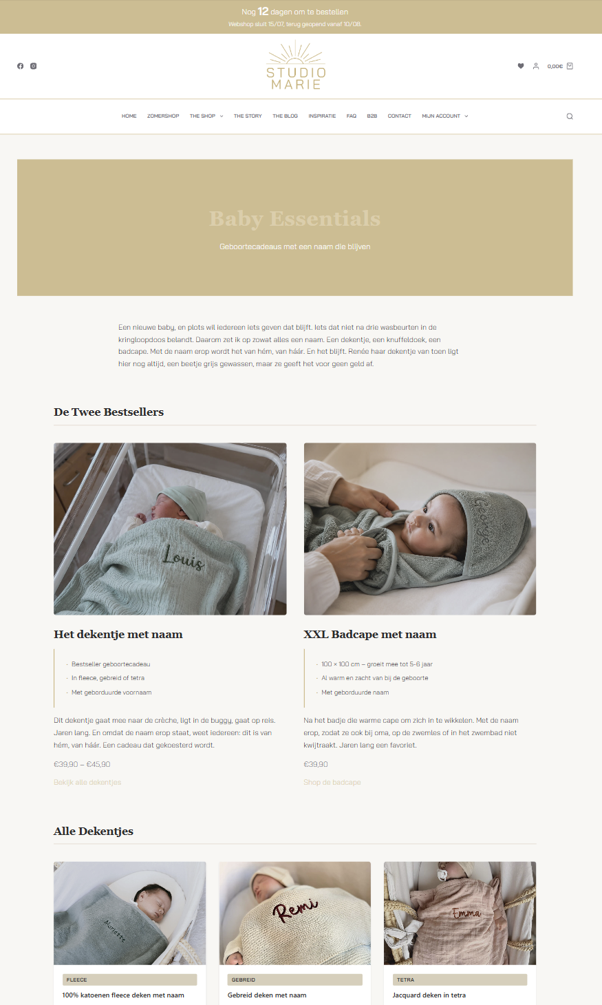 Studio Marie productcategorie met geboortecadeaus